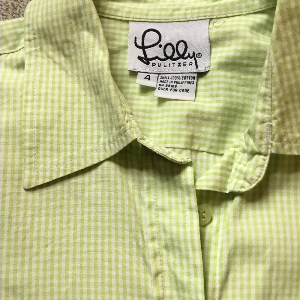 Lilly Pulitzer gingham green button down - Picture 4 of 5